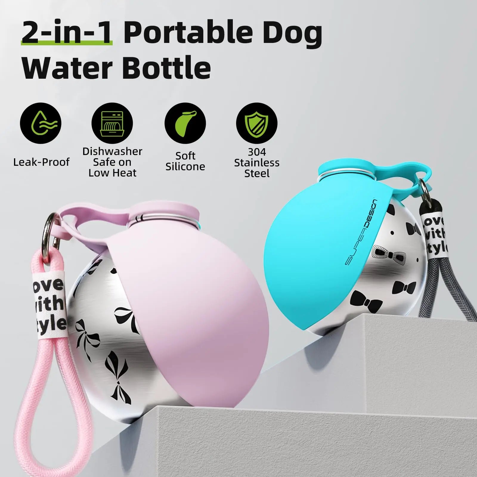 2-in-1 Portable Dog Water Bottle