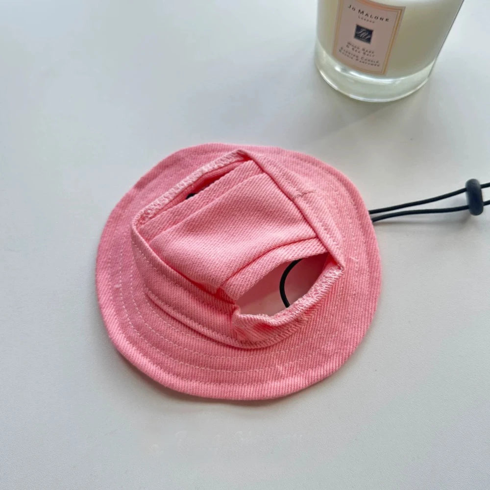 Summer Dog Sun Hat – Breathable Adjustable Cap with Ear Holes for Small & Medium Dogs