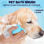 Dog grooming bath brush with shampoo dispenser for pet washing