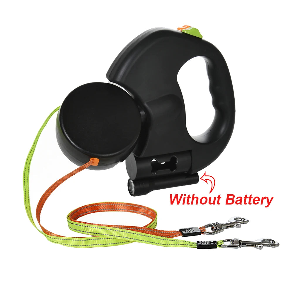 Pet Lead Strap for 2 Dogs Leash Reflective Pug Traction Rope Supplies