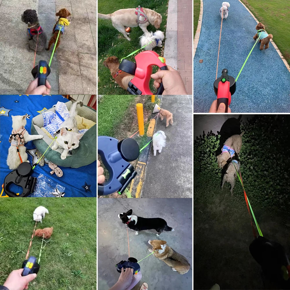 Pet Lead Strap for 2 Dogs Leash Reflective Pug Traction Rope Supplies