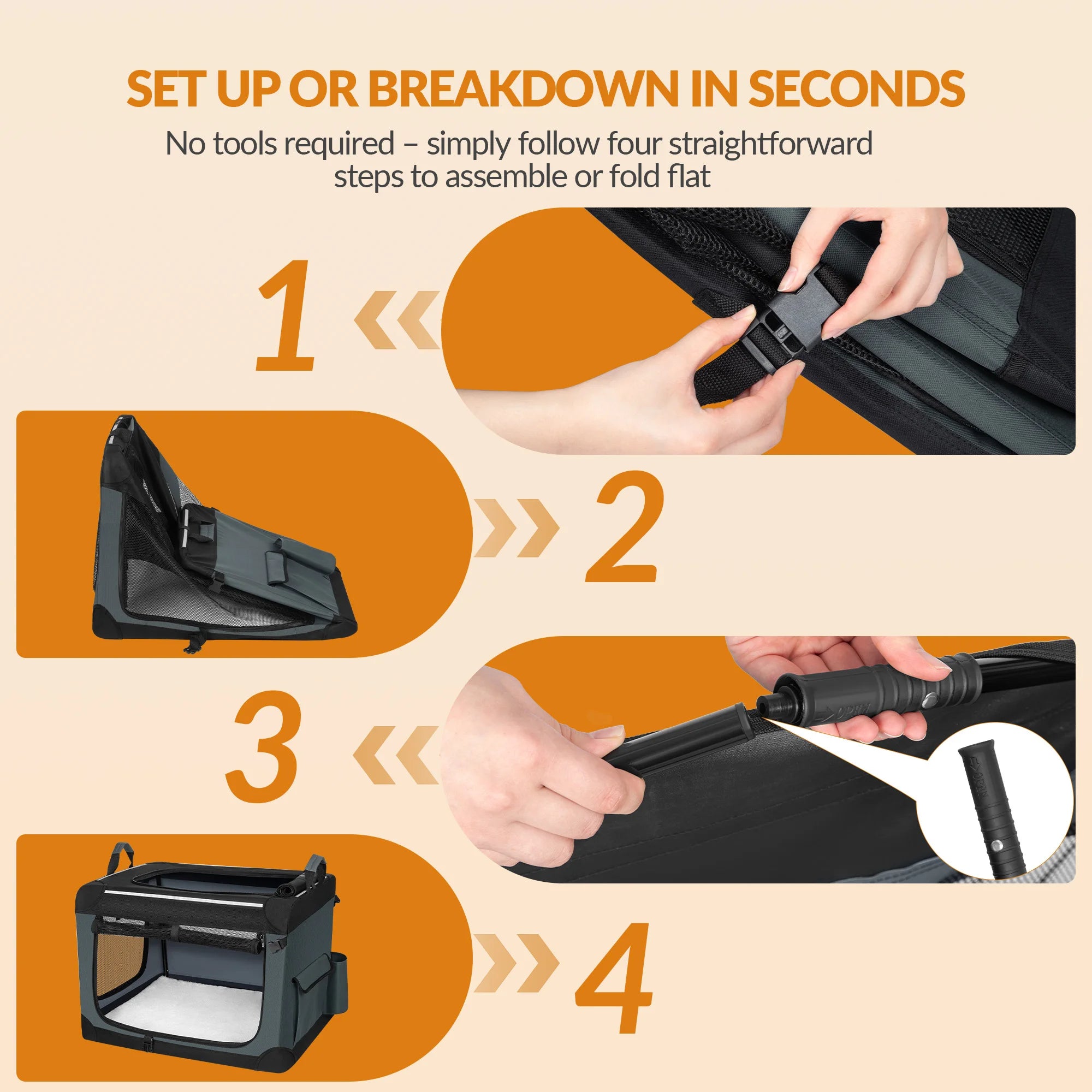 Pet Carrier Bag with Reflective Strips and Storage Pocket