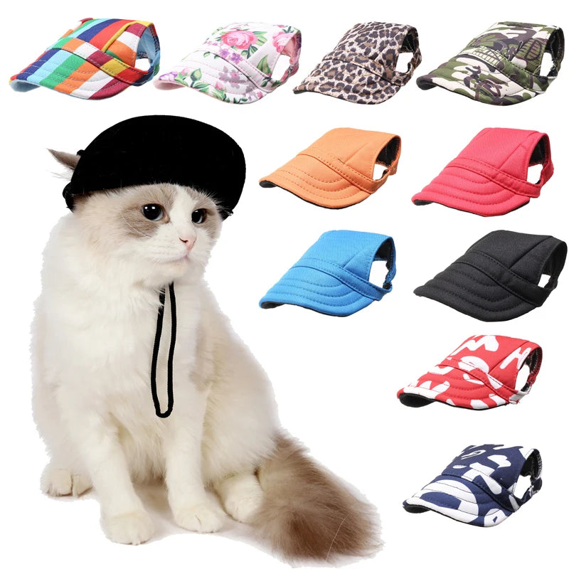 Pet Baseball Hat – Adjustable Canvas Sun Cap for Small Dogs & Puppies