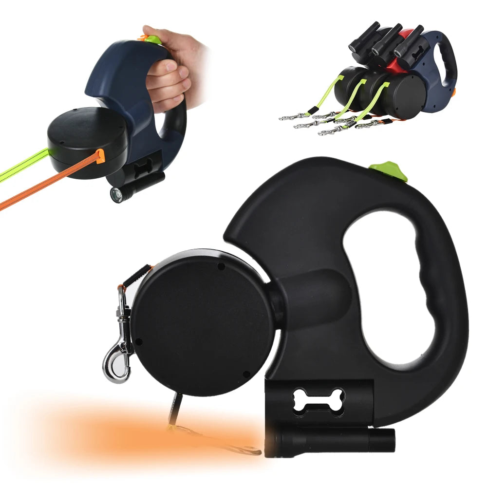 Pet Lead Strap for 2 Dogs Leash Reflective Pug Traction Rope Supplies